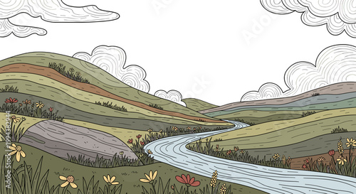 Decorative botanical illustration with leaves and branches