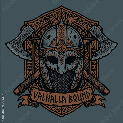 Viking Helmet with Axes Emblem.