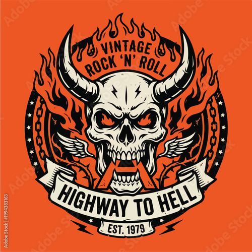 Vintage Rock n Roll Skull.