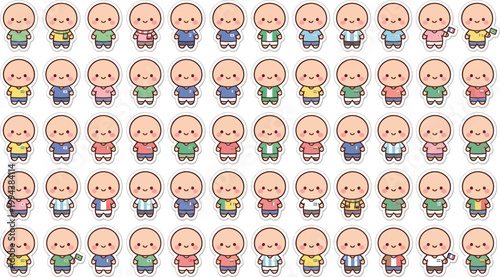 A vibrant collection of cartoon characters dressed in various sports jerseys representing different nationalities - World Cup 2026