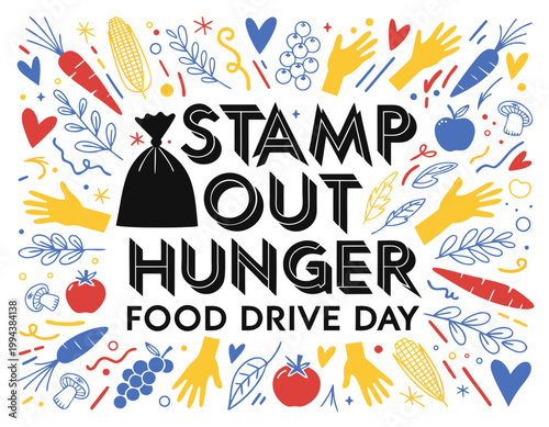 STAMP OUT HUNGER FOOD DRIVE DAY vector illustration isolated on white background