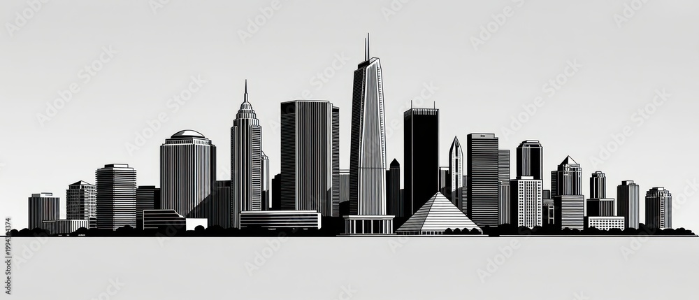 Obraz premium Chicago Skyline Silhouette in Black and White