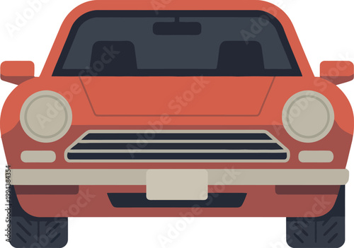 Red SUV vehicle seen from above during daytime with clean design