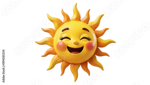 Φωτογραφία Smiling cartoon sun with orange rays and rosy cheeks