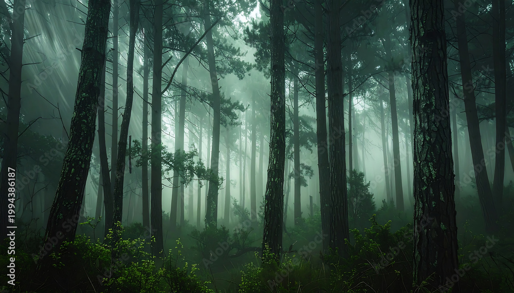 Naklejka premium ine art nature photography of a forest during a storm. Intentional Camera Movement
