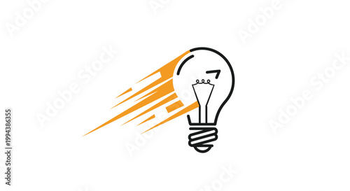 Speedy light bulb icon with orange motion lines represents fast thinking, innovative ideas, and creative problem solving.