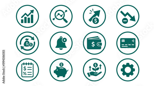 Business icons for finance and management.