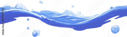 A serene series of turquoise water bubbles and foam in a minimalist 2D design, featuring clean circles and solid blue and white colors, creates an enchanting underwater scene