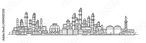 Petrochemical refinery with storage tanks and piping plant
