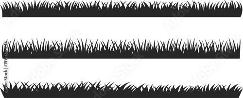 Grass silhouettes set, lawn borders nature ground elements vector illustration collection design