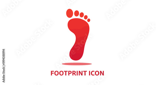 Red Footprint Icon Depicting a Human Foot on White Background.