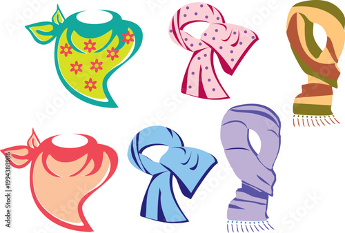 colorful neck scarf vectors