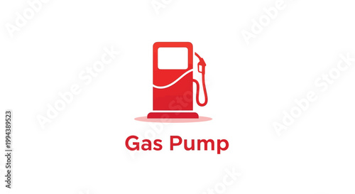 Red Gas Pump Icon on White Background for Fueling.