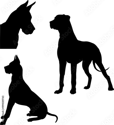 Great Dane set silhouettes EPS10
