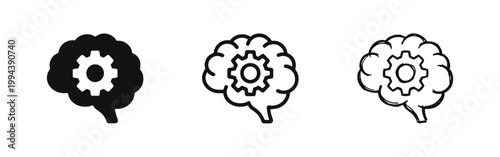 Brain with gear icon representing logical thinking and problem solving