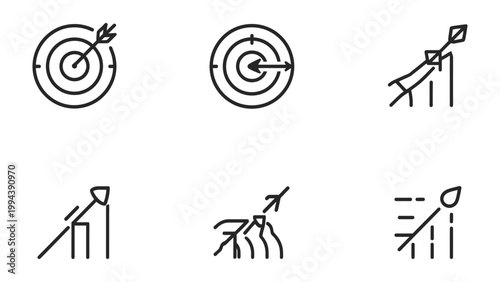 Target Icons: A collection of concise icons illustrating goals and progress, perfect for visual communication.
