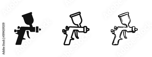 Professional spray paint gun icons for automotive or industrial painting