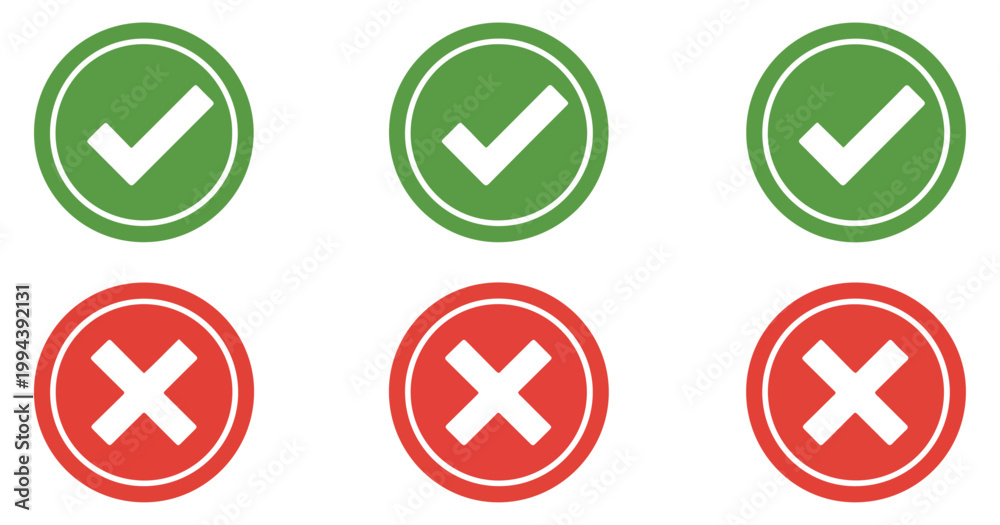 Obraz premium checkmark cross icon set ui