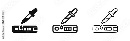 Rapid Medical Test Kit and Pipette Icons for Lab Diagnostics