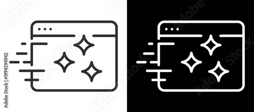 Minimalist icon of website performance optimization with shining stars