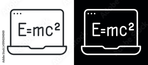 Photos Simplified laptop displaying einstein's theory of relativity formula