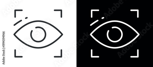 Minimalist eye symbol design with camera focus elements