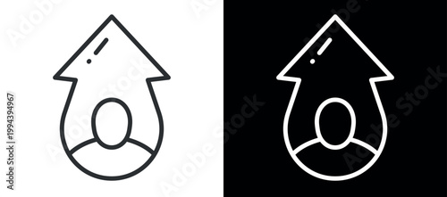 Minimalistic outline arrow figure with upward direction symbol