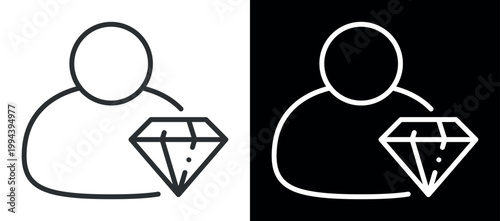 Minimalist icon of person with diamond symbolizing luxury and individuality