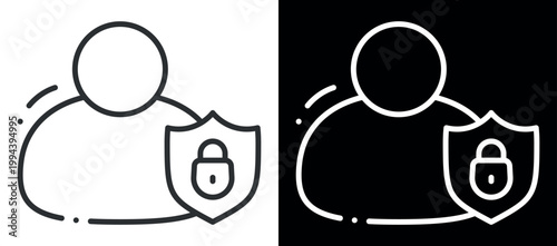 Silhouette of person with shield symbolizing privacy and security