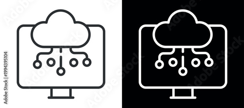 Cloud computing network diagram: digital data storage connectivity icon