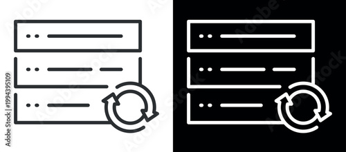 Refresh icon with list interface and circular arrow for synchronization concepts