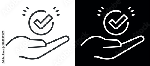Hand holding check mark icon illustrating success and assurance