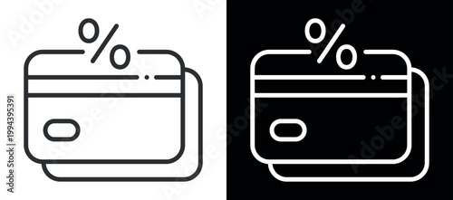 Credit card icon with percentage symbol on top