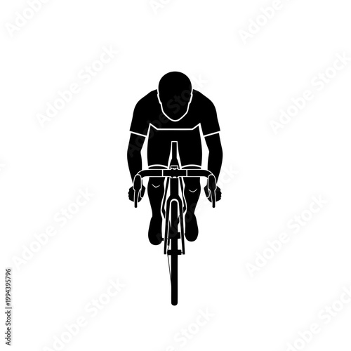 Cyclist from Above, Silhouette of Athlete on Bicycle, Sport Icon