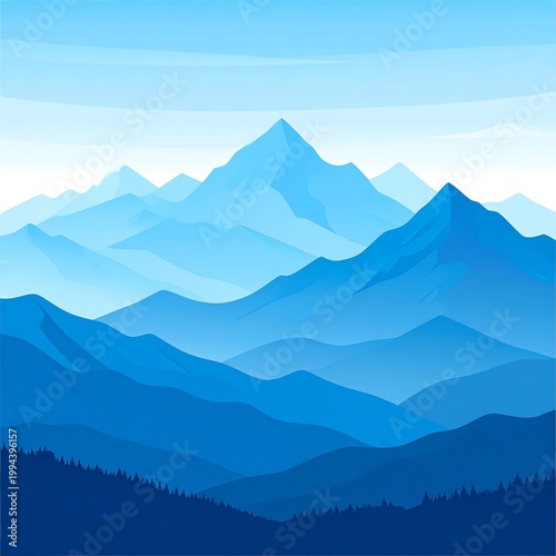 Blue mountain range landscape scenery view.