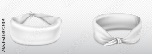 Headband, bandana for head or wrist, white cloth