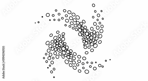 Swirling pattern of circles and dots creates a dynamic abstract design