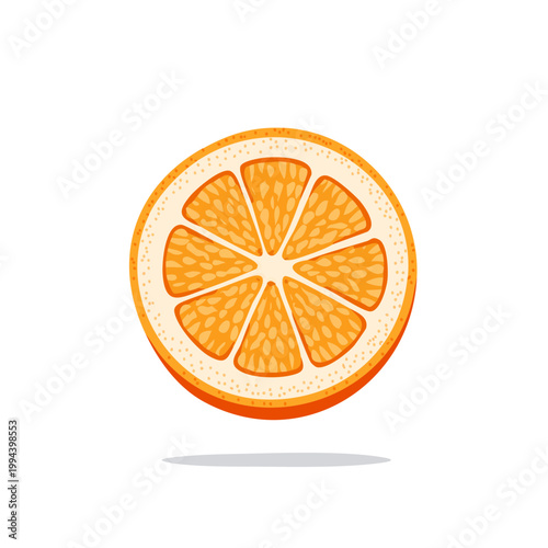 Vibrant orange fruit slice with segmented pulp and textured peel a healthy refreshing citrus illustration