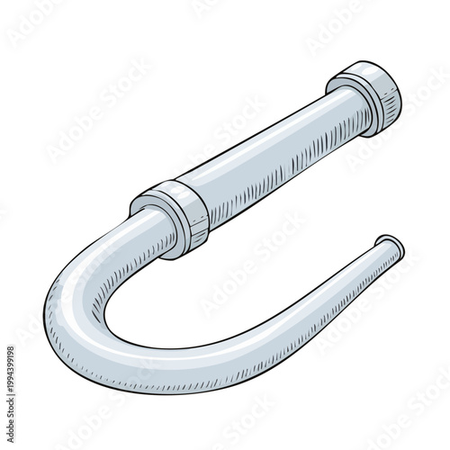 Illustration of a U bend pipe fitting for plumbing systems and drainage