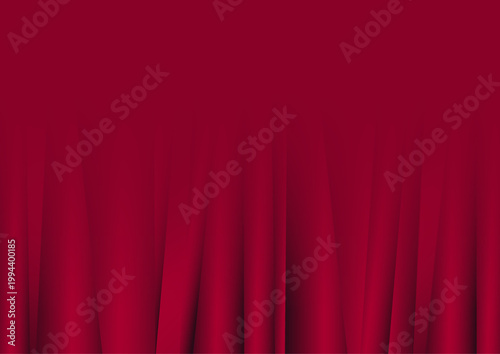 深紅のベルベットカーテンが波打つ高級感あふれるステージ背景テクスチャ素材｜ドラマチックな光と影の抽象グラデーション