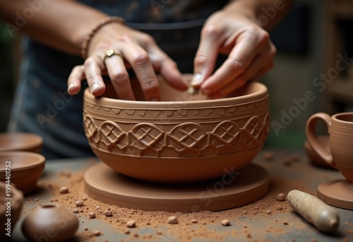 Captivating Earthenware Clay Bowl Highlights Beautiful Pottery Craft Technique Artisan Touch