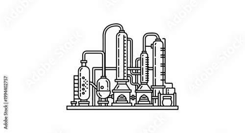 Industrial distillation apparatus with multiple towers and heating elements