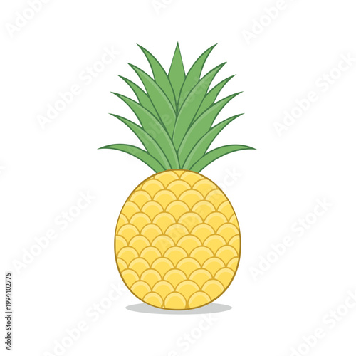 Vibrant Yellow Pineapple Fruit with Green Leafy Crown
