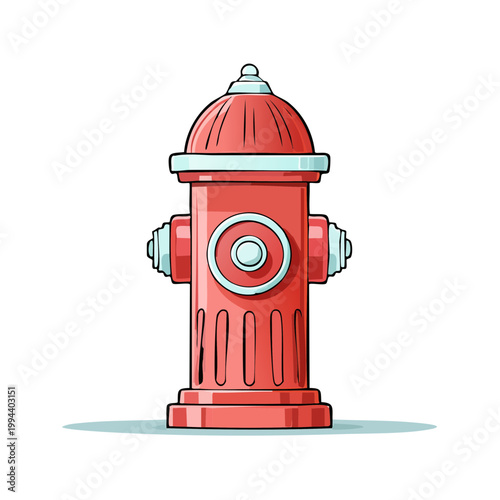 Bright red fire hydrant with a classic design isolated on a white background vector illustration