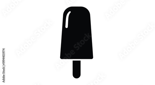 Minimalist vector graphic illustration of a delicious frozen popsicle snack design featuring simple black lines isolated on a clean white background for modern creative user interfaces