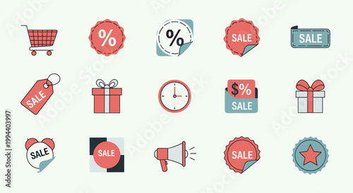 Sale Discount Shopping Icons Symbols.