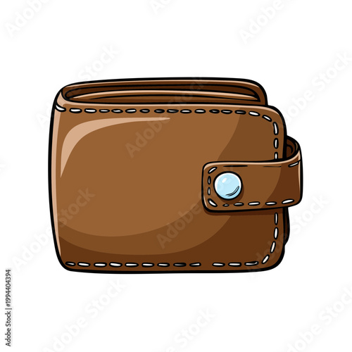 Cartoon Brown Leather Wallet with Snap Closure