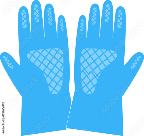 Blue Protective Work Gloves with Palm Grip Illustration