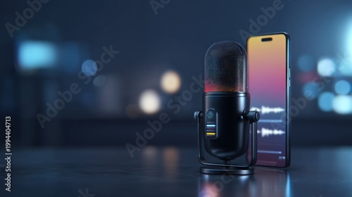 Microphone and phone on transparent background