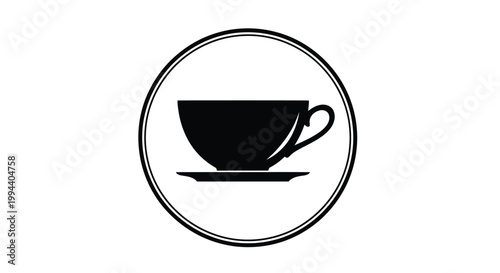 Minimalist vector graphic illustration of a coffee cup icon featuring a clean black silhouette design perfectly suitable for professional branding and simple cafe logo usage